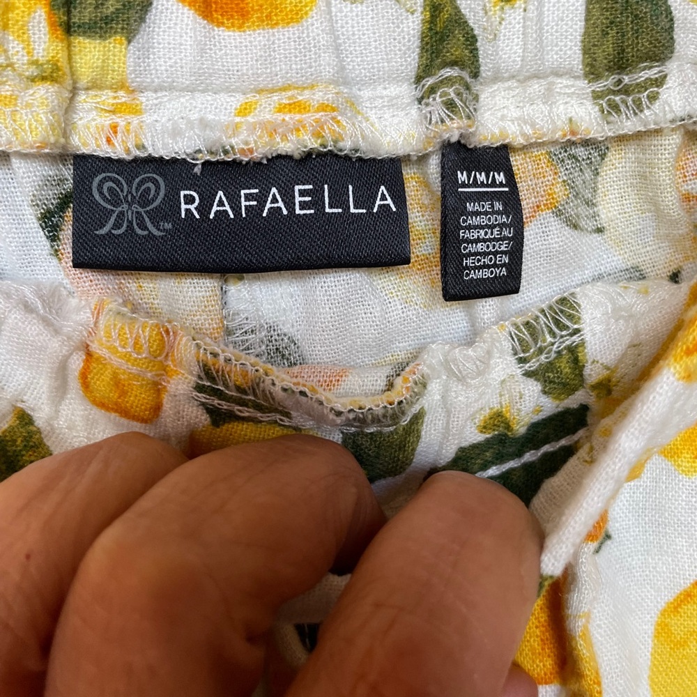 Rafaella Lemon Print Wide Leg Linen Blend Pants Size M (NWT) - Picture 4 of 8